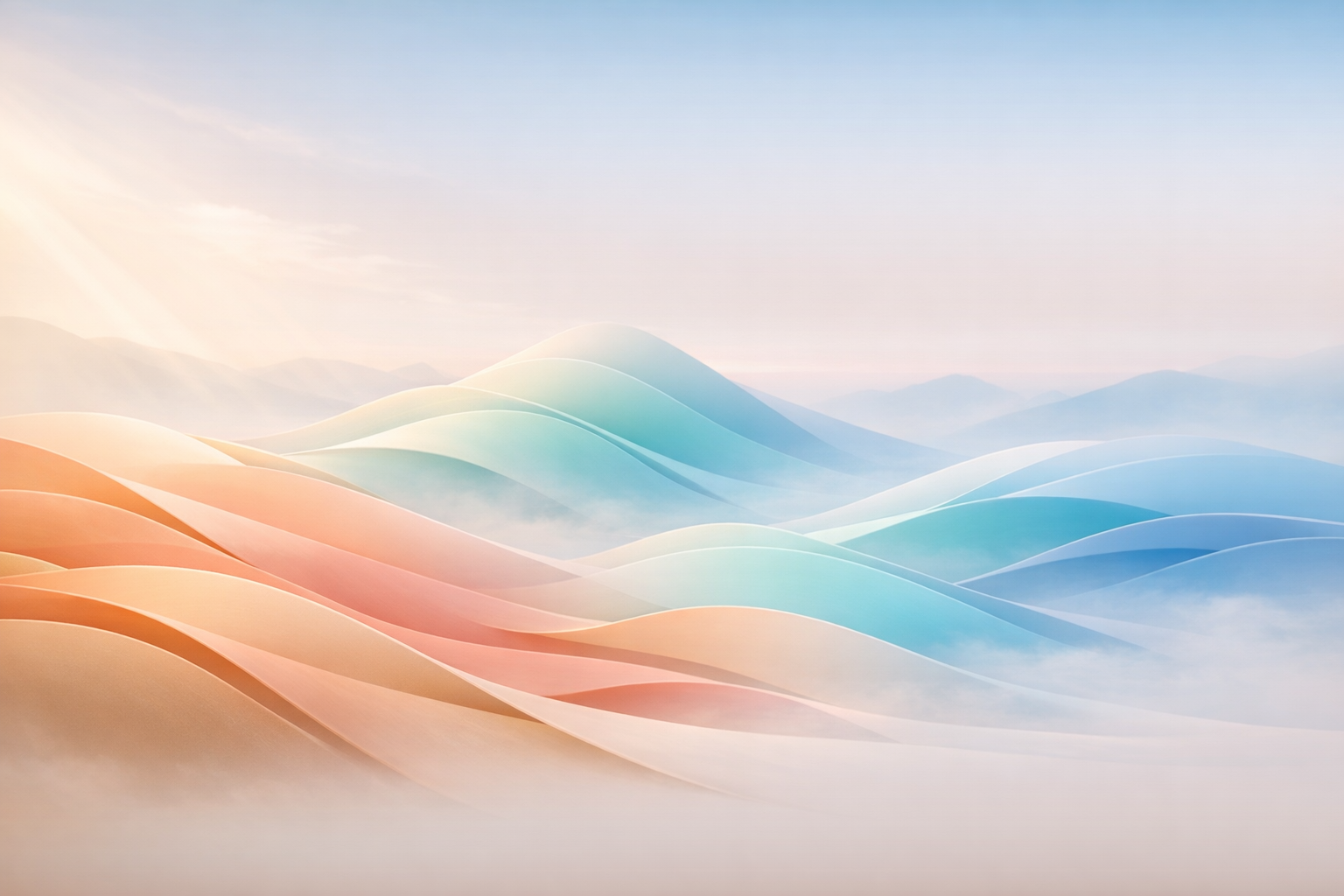 Layered wave scene showing progress momentum and balanced energy