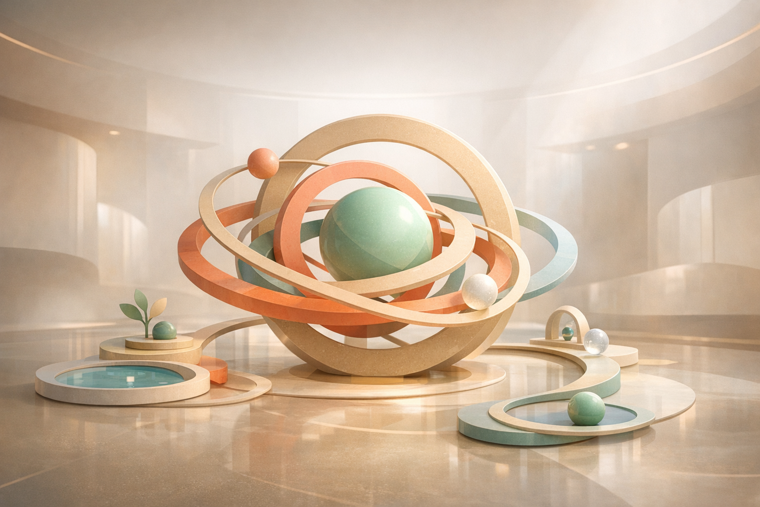 Circular composition representing healthy routines and momentum loops